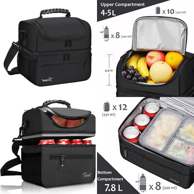 #ad Insulated Lunch Bag Box for Women Men Thermos Cooler Hot Cold Adult Tote Food $19.99