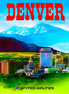 #ad 97022 Denver Colorado Airplane United of America Decor Wall Print Poster $45.95