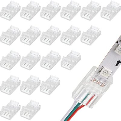 #ad 20 Pieces 3 Pin LED Light Connectors Strip to Wire Quick Connector LED Extension