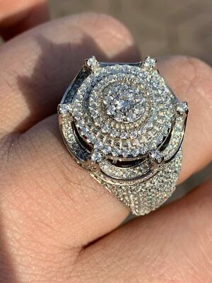 #ad Men#x27;s Large Solid 925 Silver 5ct King Crown Simulated Diamond Pinky RING HIP HOP