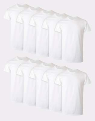 #ad Hanes 10 Pack Men Tee T Shirt ComfortSoft White Crewneck Undershirt Short Sleeve