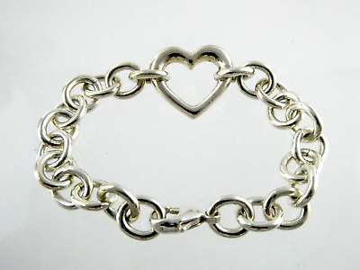 #ad Mayors Signed Designer Sterling Silver Heart Chain Bracelet 925 31.1g 6.5 Inches