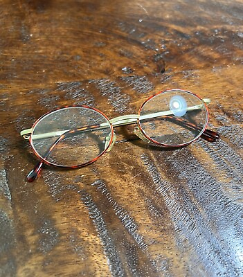 #ad Vintage Personal Optics Gold Frame Steampunk Style Eyeglasses Brown Amber Color