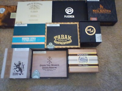#ad Lot of 10 Cigar Boxes Empty Assorted Shapes and Size 4