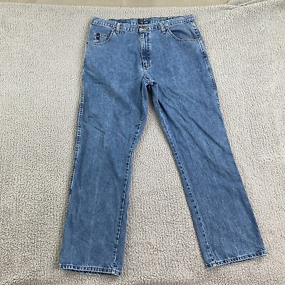 #ad Wrangler Style 23 Jeans Mens 38x32 meas 37x32 Relaxed Fit Blue Denim