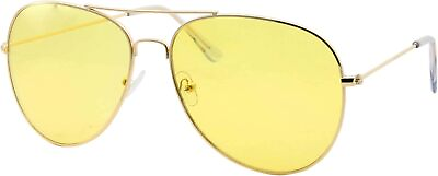#ad Mens Large Aviator Yellow Lens Sunglasses Colored Tint Lens
