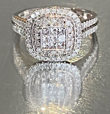 #ad 18ct White Gold Ring Natural 0.75ct Diamond Engagement 750 18K 3 4 Carat