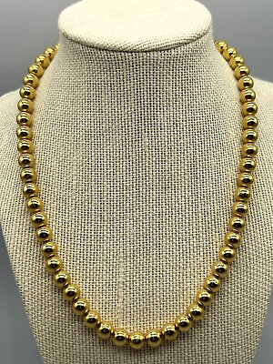 #ad Vintage 70’s Sarah Coventry Gold Tone Beaded Ball 8mm Necklace 18”