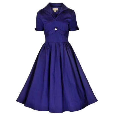 #ad Lindy Bop Circle Skirt Dress quot;Claudettequot; Small Retro Navy Blue NWT Vintage Style