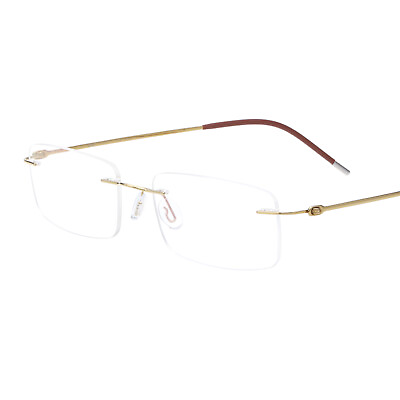#ad New Men#x27;s Ultralight β Titanium Rimless Eyeglasses Frame Optical Eyewear RX Able