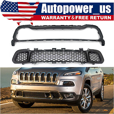 #ad 2014 2018 Front Lower Bumper Cover Grille Molding Trim Black For Jeep Cherokee