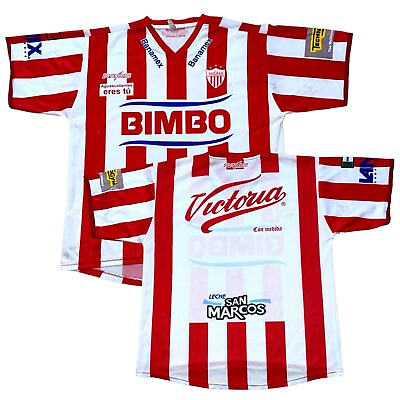 #ad Soccer Jersey Necaxa Rayos Vintage Size XL Remini Sports Bimbo Red White Striped