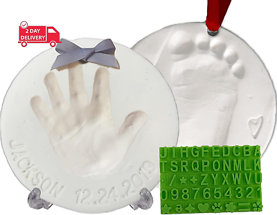 #ad Baby Handprint Footprint Keepsake Ornament Kit Makes 2 Bonus Stencil for Per