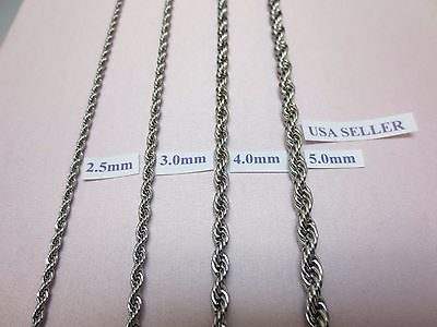 #ad 16quot; 30quot; 2.5 3 4 5mm STAINLESS STEEL SILVER GOLD ROPE CHAIN NECKLACE USA SELLER