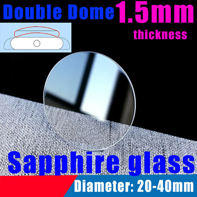 #ad 1.5mm Double Dome Sapphire Watch Crystal Glass 20 40mm Round Watch Mineral Lens