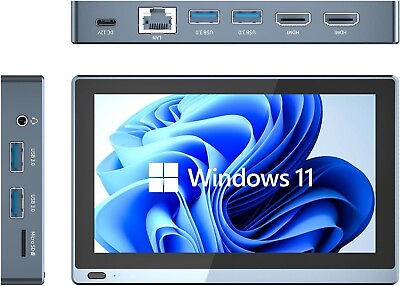 #ad 5.5quot; Fanless Mini PC Computer Windows 11 Pro 8256GB Micro PC 4K HDMI w battery