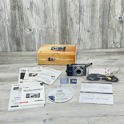 #ad Canon PowerShot A2000 IS 10.0MP Silver Digital Camera w Boxed Original Contents