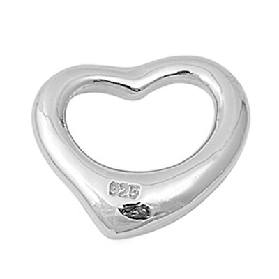#ad Abstract Promise Heart Pendant .925 Sterling Silver Hanging Floating Open Charm