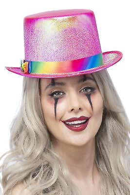 #ad Smiffys Clown Top Hat Pearlised Pink