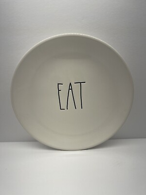 #ad Rae Dunn Artisian Collection Set of 4 quot;EATquot; Round Ceramic Plates 6quot;inch