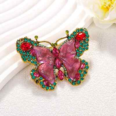 #ad Retro Crystal Butterfly Brooch Fashion Animal Insect Lady Luxury Brooch Pin