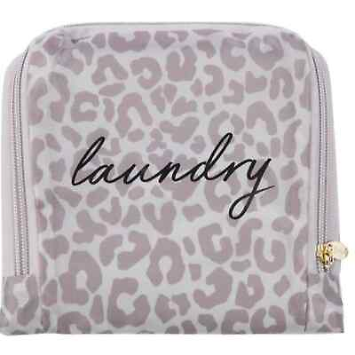 #ad NEW Miamica Laundry Bag in Gray Leopard Travel Expandable Dirty Laundry Packing