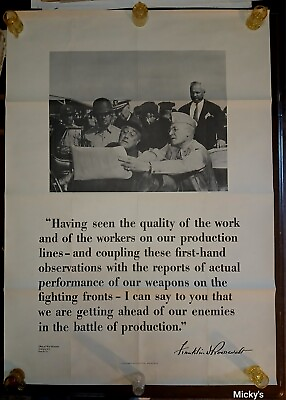 #ad Early 1942 ORIGINAL O.W.I. WWII Poster No. 13 President Rosivelt. 42×38