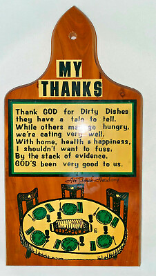 #ad Vintage MY THANKS Wooden Sign Prayer Marked AIR FORCE ACADEMY 9quot; $16.50