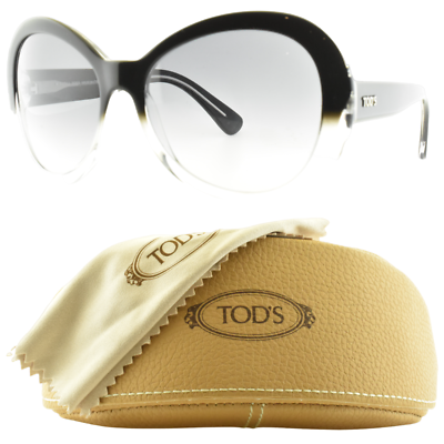 #ad NEW TODS TO91 05B Round Black Clear Full Rim Womens Sunglasses $129.99