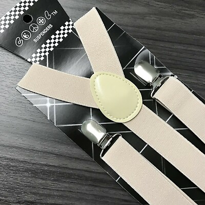 #ad Cream Suspender for Adults Men Women Teens Wedding Formal US Seller $8.99