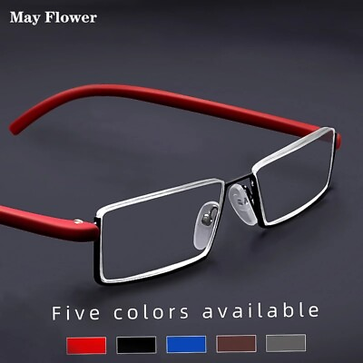 #ad Men Reading Glasses TR90 Metal Half Frame Readers PC Spectacles Eyeglass Case