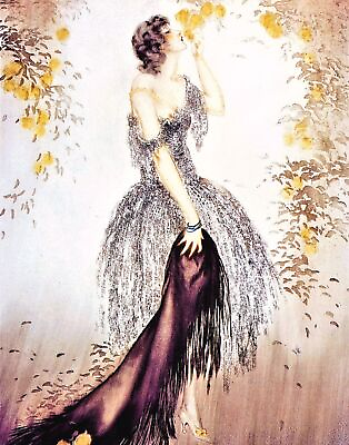 #ad Lady with Black Shawl by Louis Icart art painting print