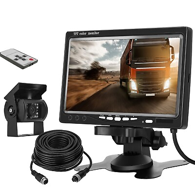 #ad 4Pin Car IR Rear View Reversing Backup CCD Camera 7quot; HD Monitor Kit for RV Truck