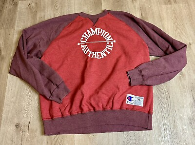 #ad Vintage Champion Authentic Sweatshirt Mens XL Crewneck Red Maroon 90#x27;s