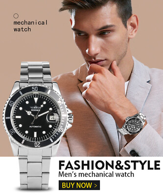 #ad Men#x27;s Watch Automatic Mechanical Watch Calendar Function Arabic Digital Dial