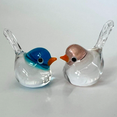 #ad New Colors Murano Glass Handcrafted Mini Lovely Bird Figurine Set Glass Art