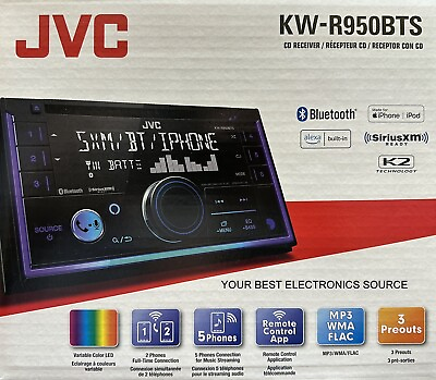 #ad NEW JVC KW R950BTS 2 DIN AM FM CD Car Audio Receiver Radio Bluetooth SiriusXM
