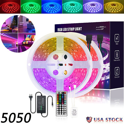 #ad New LED RGB Strip Lights Lamp Music Sync 5050 with Remote Bedroom Home Bar DIY
