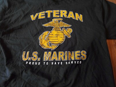 #ad USMC Veteran mens Tshirt large quot;Proud To Have Servedquot; Black Cotton Marine Corps