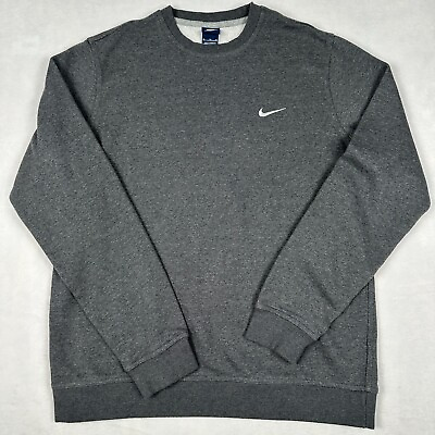 #ad Nike Crew Neck Sweatshirt Mens XL Gray Sweater Pullover Swoosh Essentials Fleece