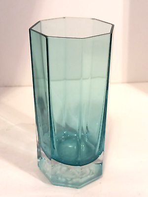 #ad Vintage Rosenthal Versace Medusa Drinking Glass Light Teal SIGNED