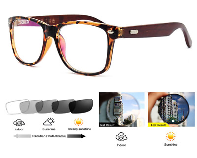 #ad Mens Acetate Wooden Transition Photochromic Oversized Rx able UV Reading Glasses $19.99