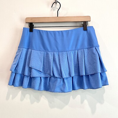 #ad Lucky In Love Women#x27;s L Pleated Ruffle Mesh Tennis Skirt Skort Baby Blue