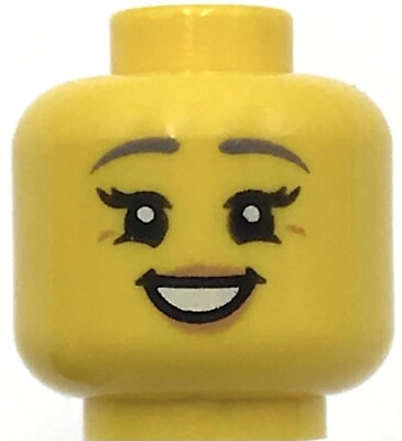 #ad Lego New Yellow Minifigure Head Dual Sided Female Dark Bluish Gray Eyebrows