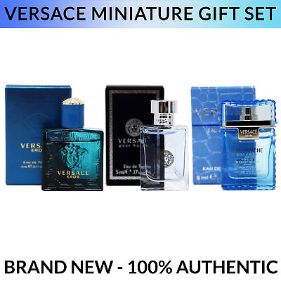 #ad Versace Men#x27;s 3pc Miniature Gift Set Eau Fraiche Eros Pour Homme BRAND NEW