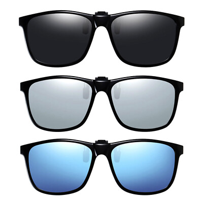 #ad Clip On Sunglasses Polarized Glare Blocking Lens Flip Up Glasses UV Protection