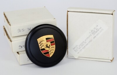#ad Porsche Black Fuchs Center Caps 70mm Carrera 911 930 Colored Detail Crest