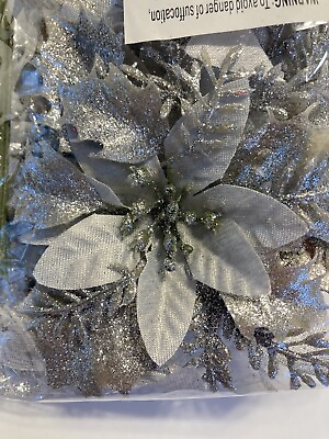 #ad 30 Christmas glitter poinsettia flowers christmas tree use decor and crafts;
