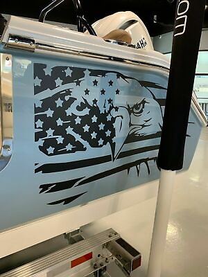 #ad 2 American eagle flag decals large 18quot; Pro vinyl graphic sticker truck car boat