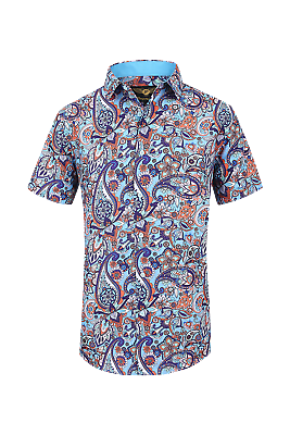 #ad Mens PREMIERE Casual Short Sleeve Button Down Dress Shirt TURQUOISE PAISLEY 649